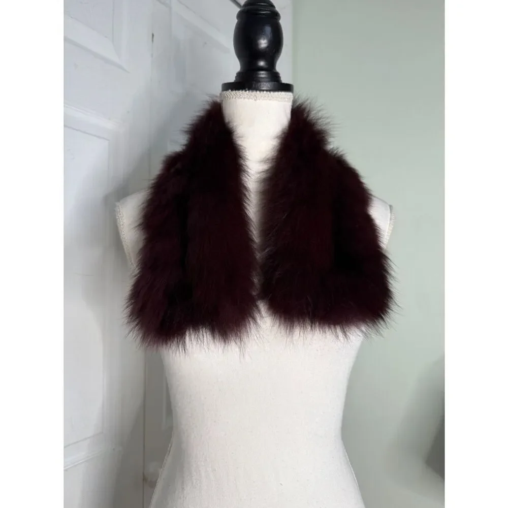 Y2K Adrienne Landau Plum Fox & Rabbit Fur Collar in Excellent Vintage condition